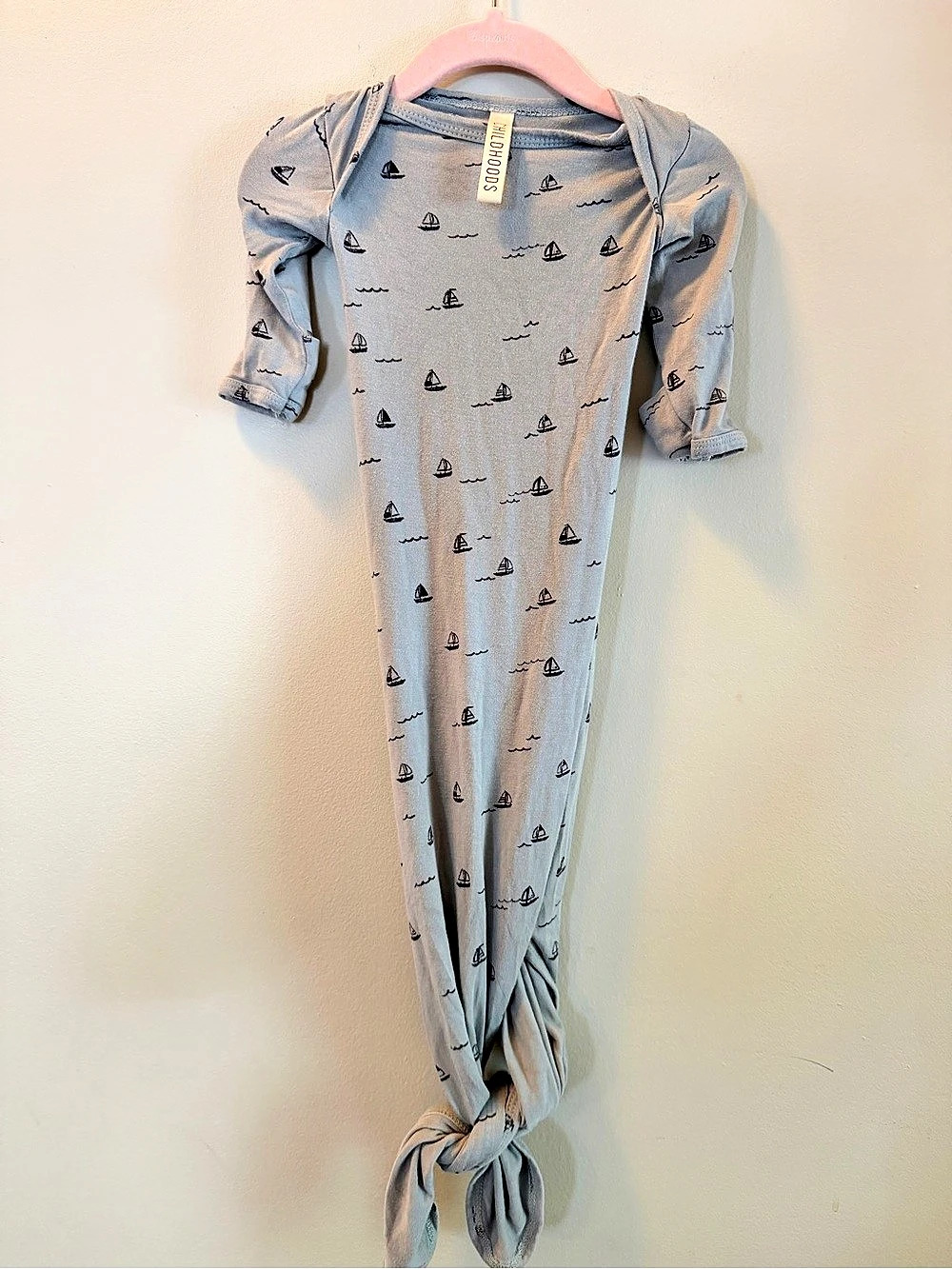 Childhoods Clothing Sailboat Knotted Gown Blue & White Baby 0-3M